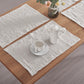 Cool Gray Linen Placemats on Table with Tea Set