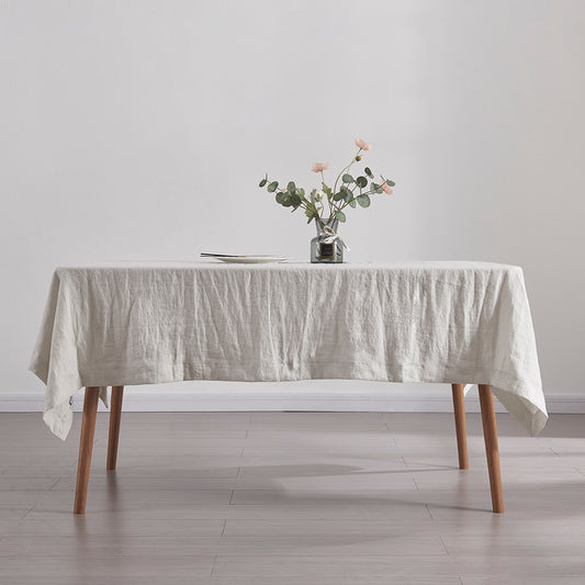 Cool Gray Linen Tablecloth in Dining Room