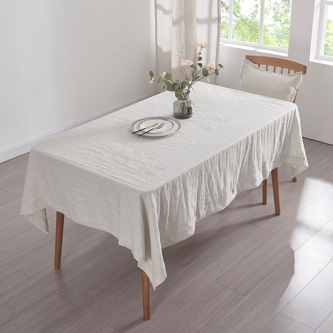 100% Linen Tableloth in Cool Gray on Table