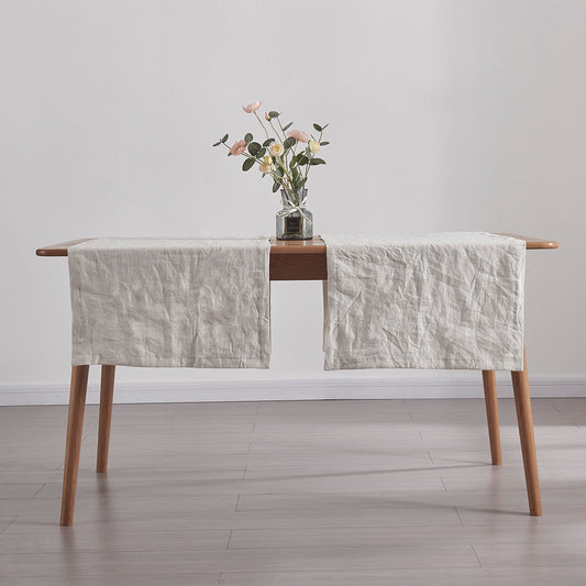 Cool Gray Linen Table Runners on Dining Table