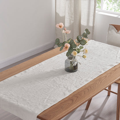 100% Linen Table Runner in Cool Gray on Table