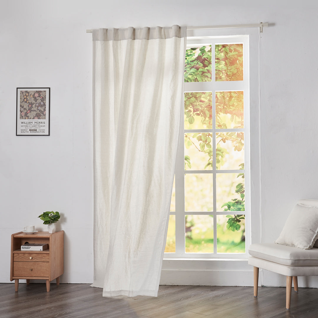 Cool Gray Linen Curtain With Back Tab