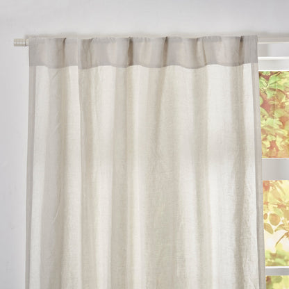 Back Tab Top Detail of Cool Gray Linen Curtain