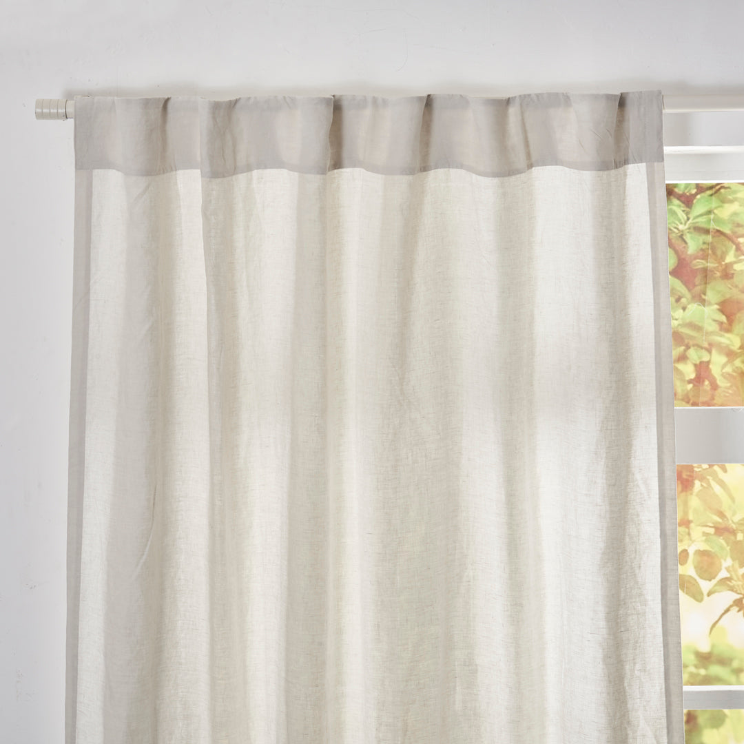 Back Tab Top on Cool Gray Linen Curtain