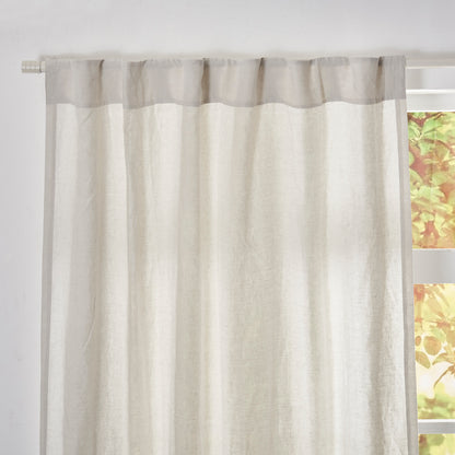 Back Tab Top of Cool Gray Linen Curtain