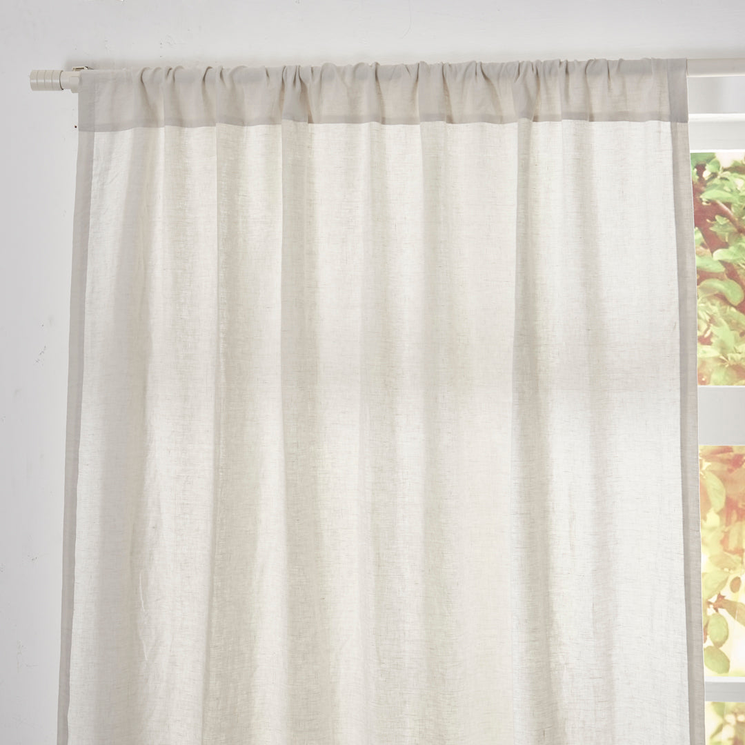 Rod Pocket Top on Cool Gray Linen Curtain