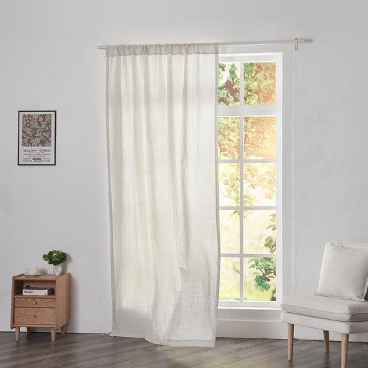 Cool Gray Linen Curtains With Rod Pocket on Window