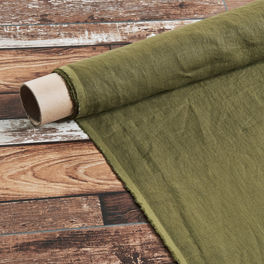 Roll of Olive Green Linen Fabric