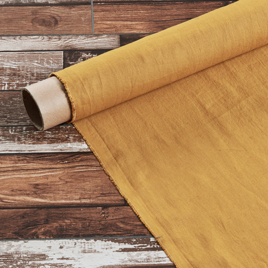 Roll of Mustard Yellow Linen Fabric