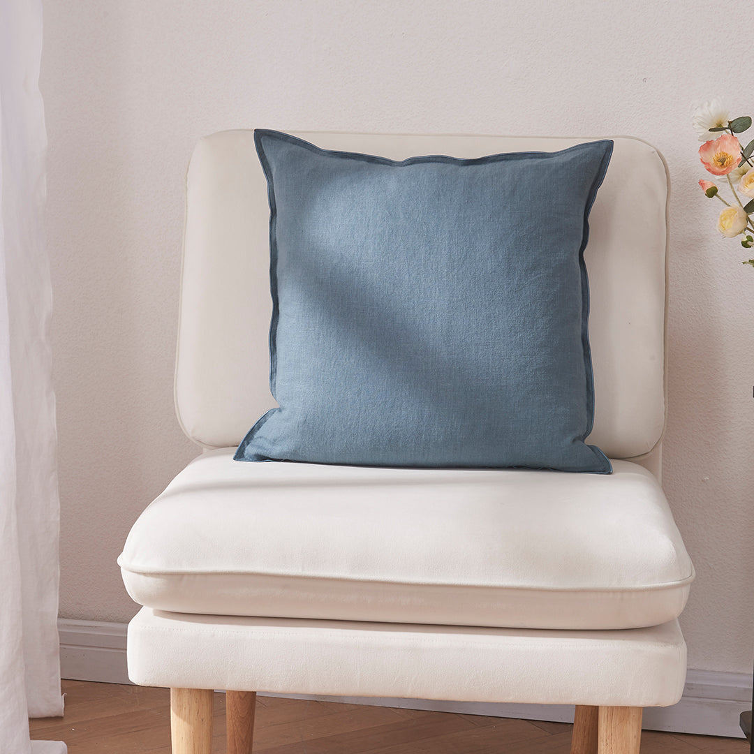 French Blue Embroidery Edge Cushion Cover for Throw Pillow