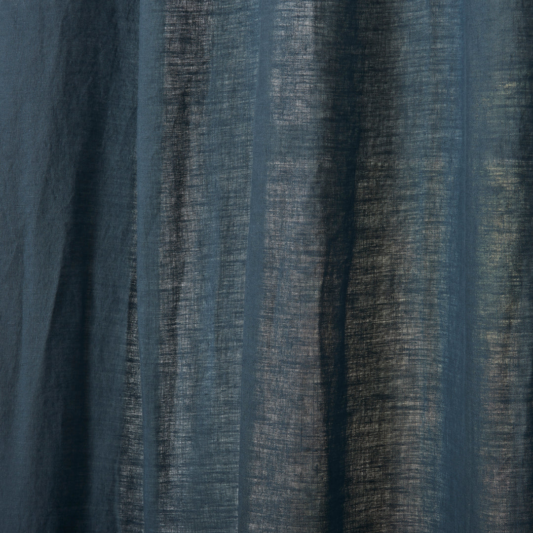 French Blue Linen Curtain Texture