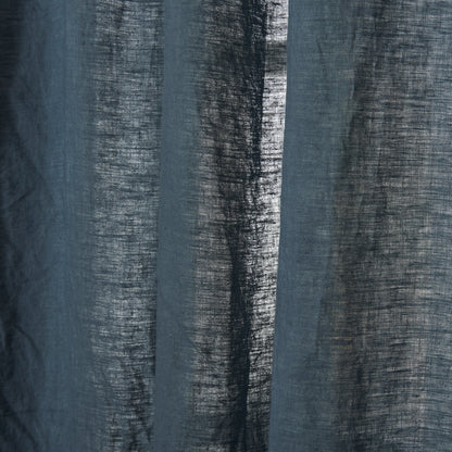 Linen Texture Detail of French Blue Linen Curtain With Tab Top