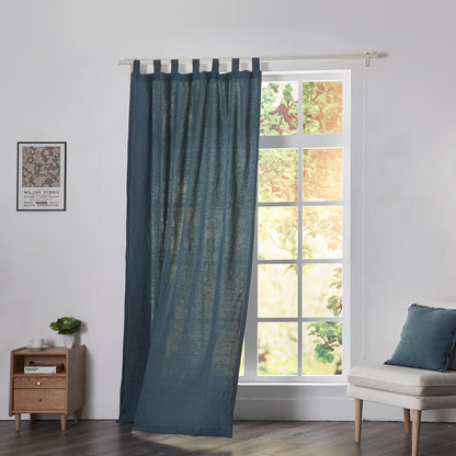 100% Linen Curtain With Tab Top in French Blue