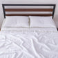 White Linen Flat Sheet and Pillowcases with Leek Green Embroidered Edge 
