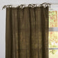 Tie Top of Olive Green Linen Curtain Drapery