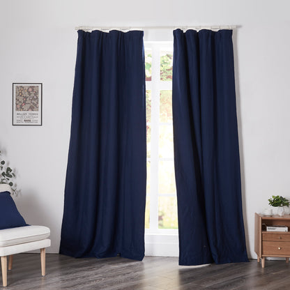 Indigo Blue Linen Blackout Curtains