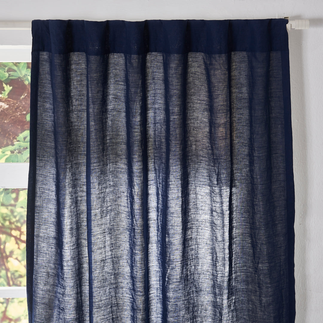Linen Texture of Indigo Blue Linen Curtain