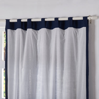 Liner Detail of Indigo Blue Linen Curtain With Cotton Lining