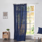 Indigo Blue Linen Curtain With Tie Top on Window