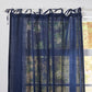 Tie Top of Indigo Blue Linen Curtain Panel