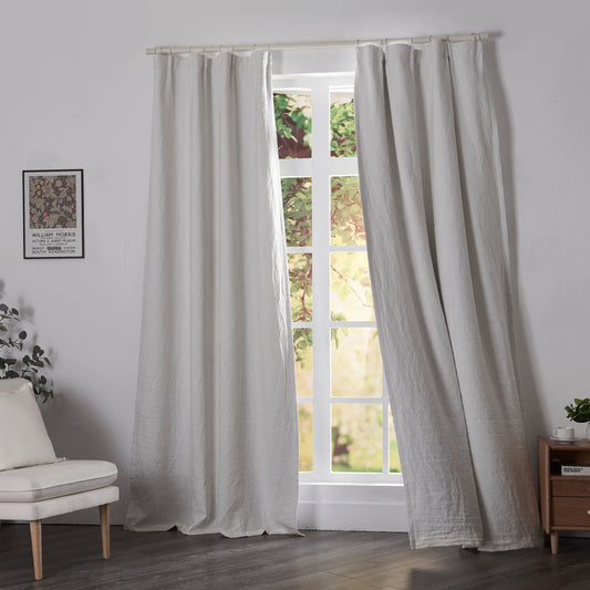 Linen Ivory Blackout Curtains on Window