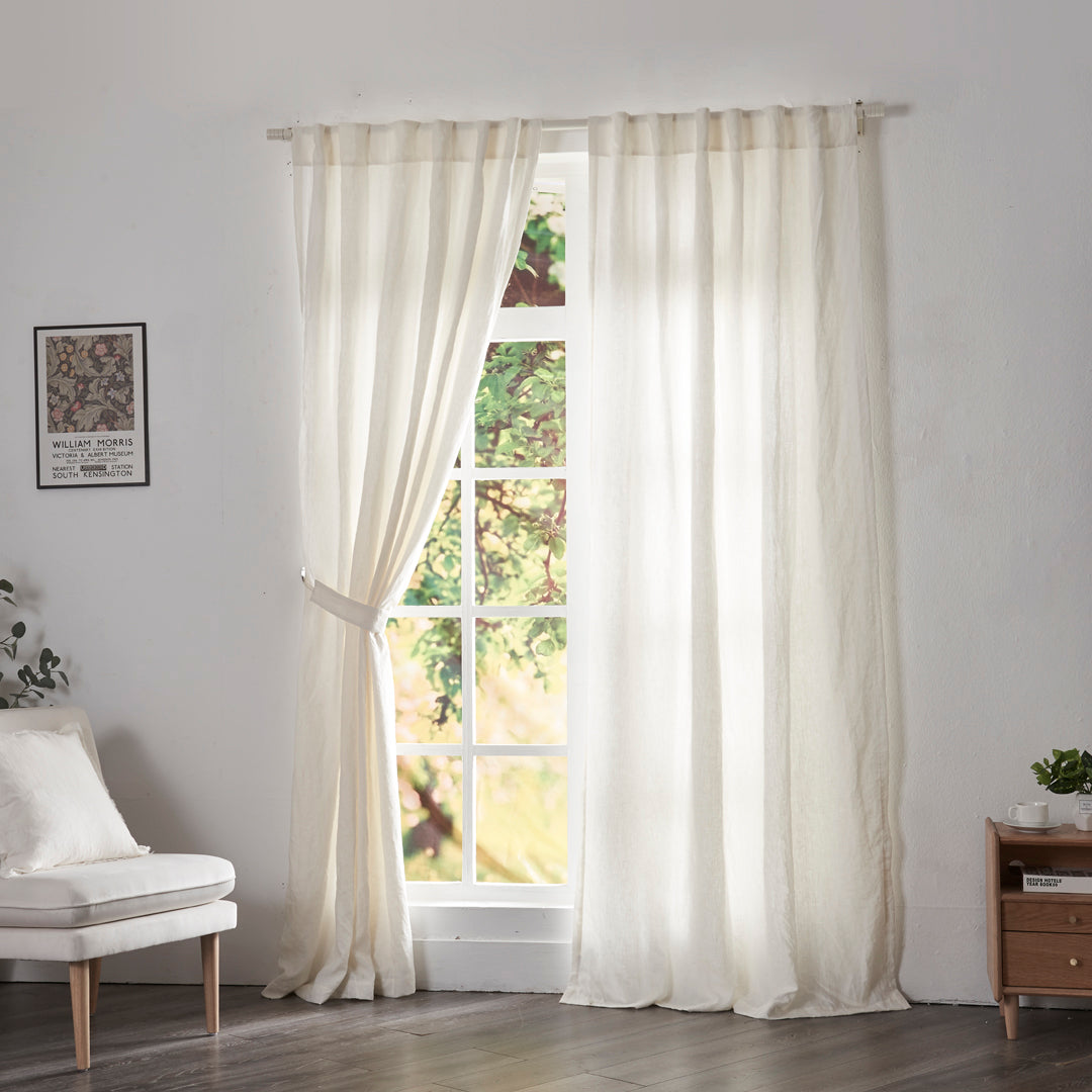Ivory Linen Curtains With Cotton Lining on Windows