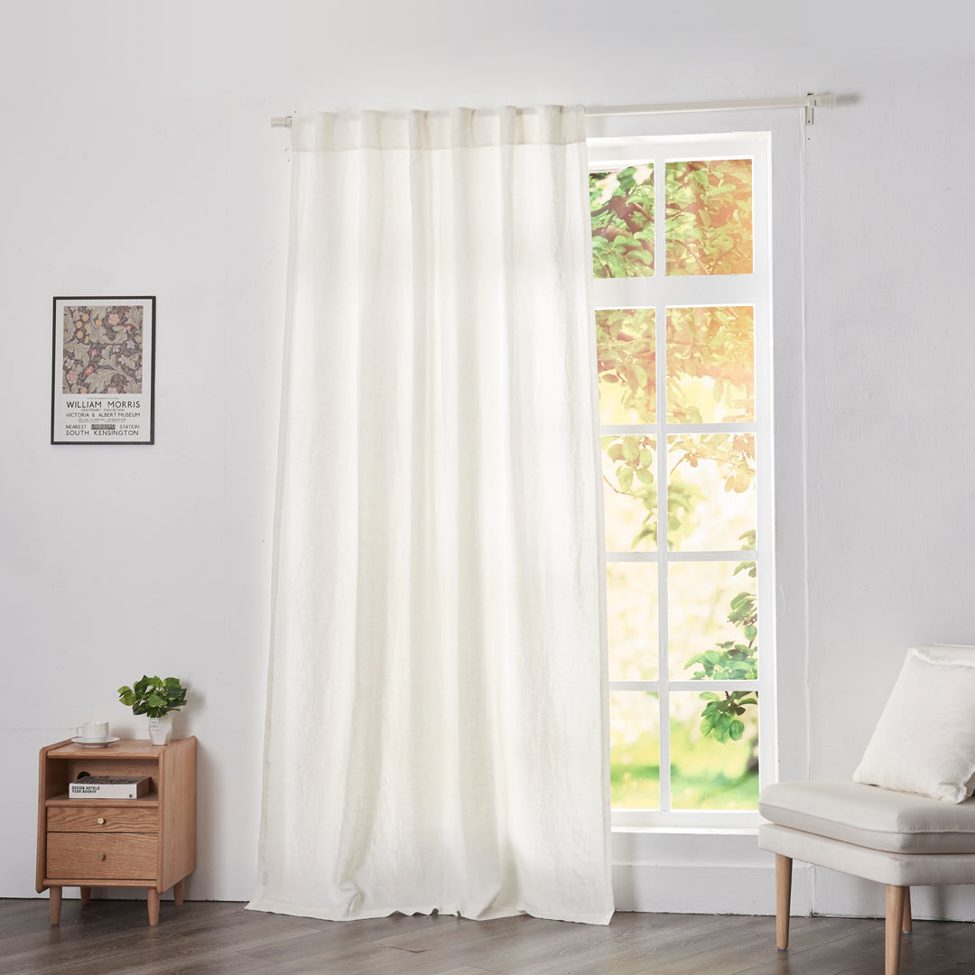 Ivory Linen Curtain with Back Tab on Window