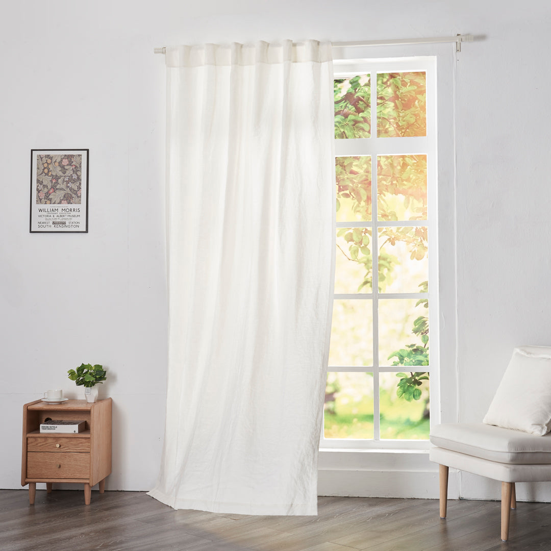 Ivory Linen Drapery Curtains With Back Tab
