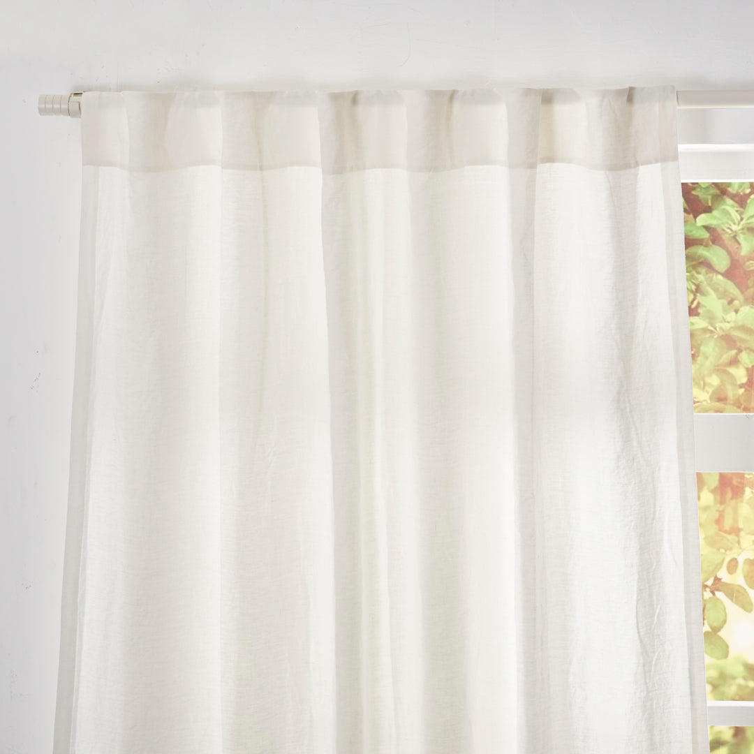 Back Tab Top on Ivory Linen Curtain
