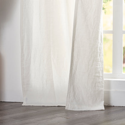 Hem of Ivory Linen Curtain