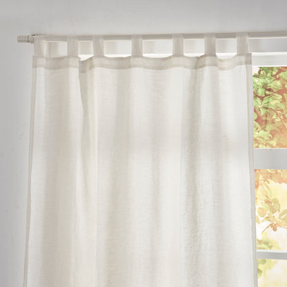 Tab Top on Ivory Linen Curtain