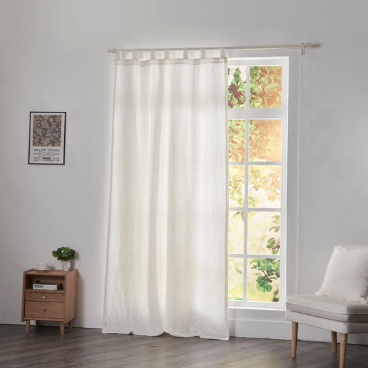 Ivory Linen Curtain With Tab Top