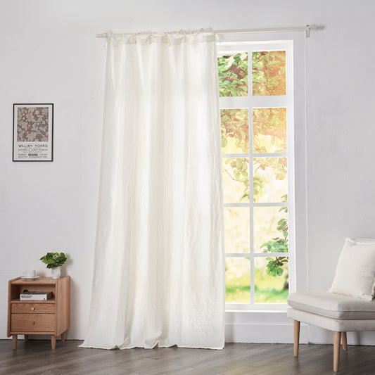 Ivory Linen Curtain With Tie Top