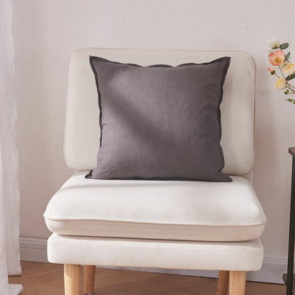 Lead Gray Pillow Cushion Cover with Embroidered Edge