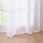 Hem of White Linen Curtain with Leek Green Embroidered Edge