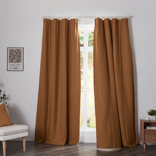 Mustard Yellow Linen Curtains With Blackout Lining