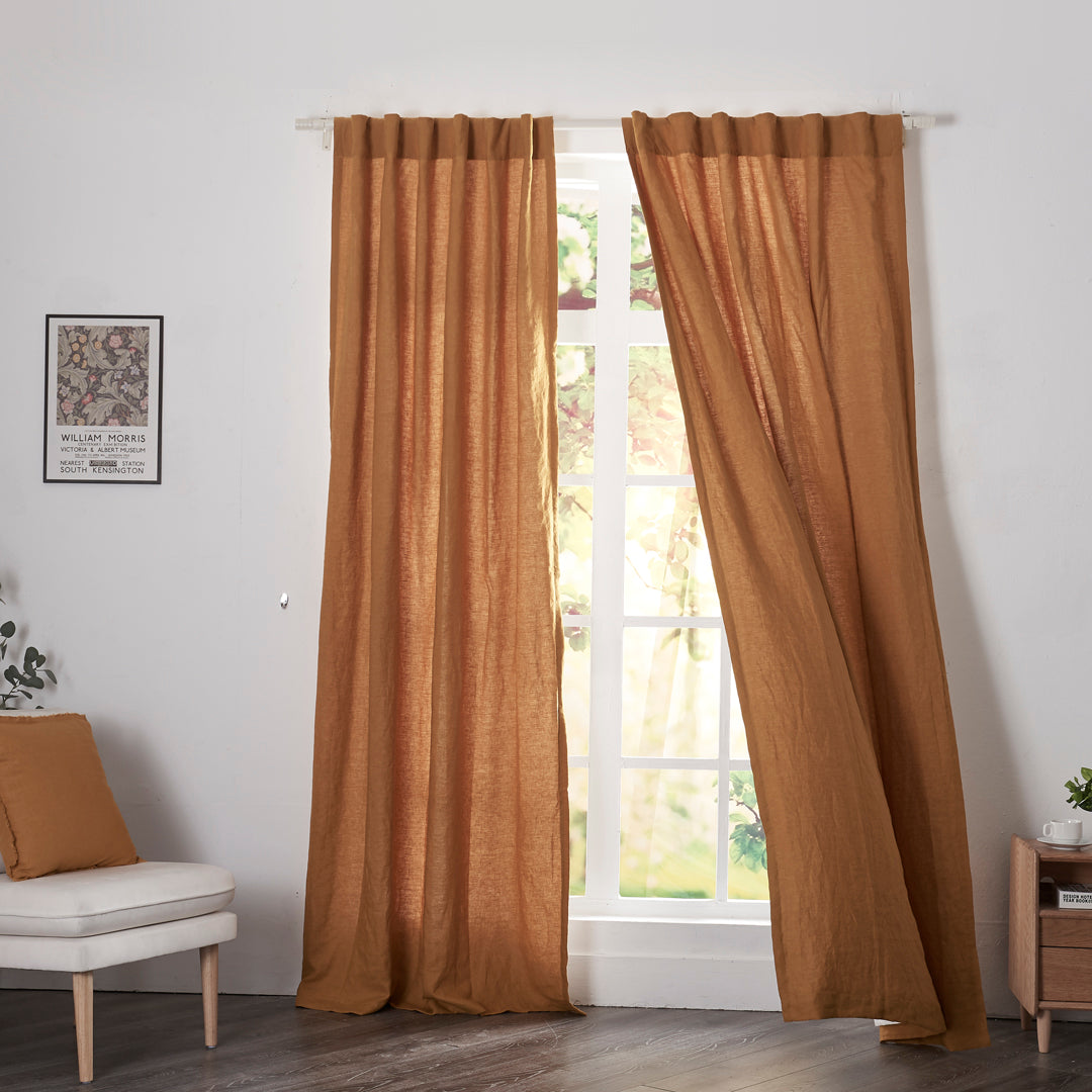Mustard Yellow Linen Curtain With Cotton Lining