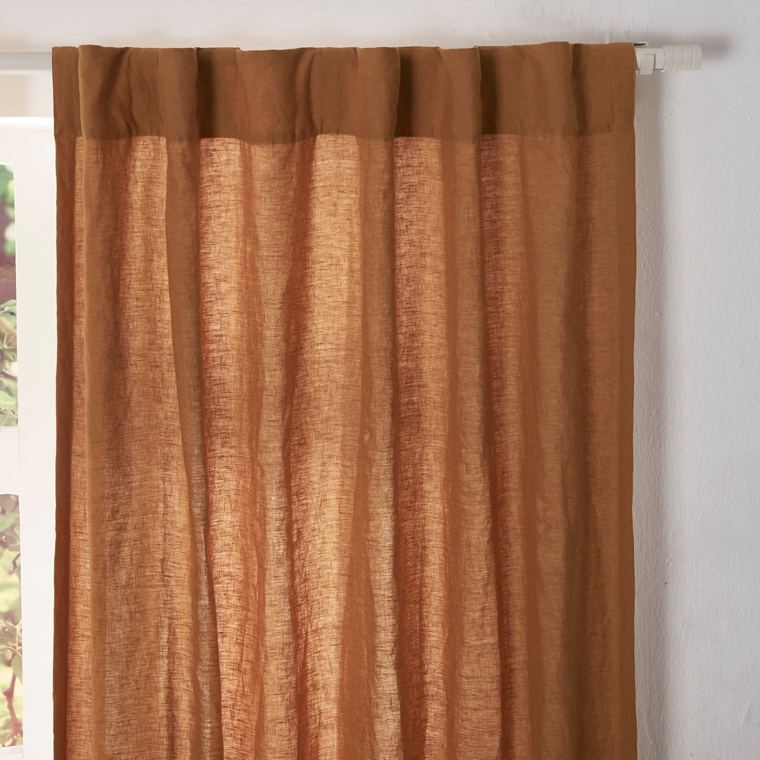 Top of Mustard Yellow Linen Curtain With Cotton Lining