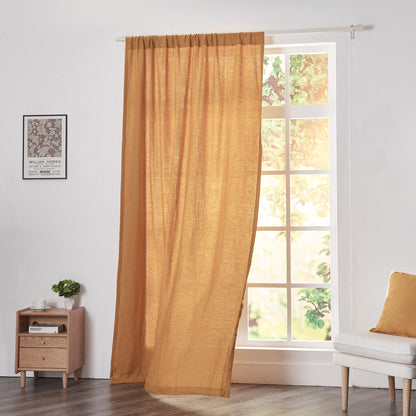 Mustard Yellow Linen Drapery With Rod Pocket on Window