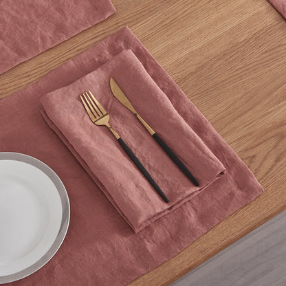 Rust Red Linen Napkin with Cutlery