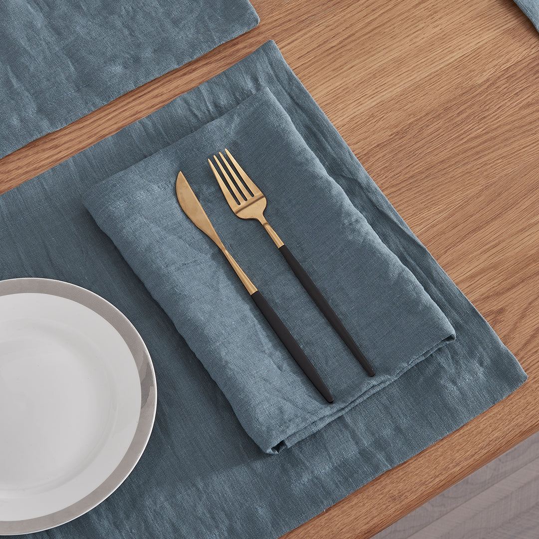 French Blue Table Linen Napkin in Place Setting