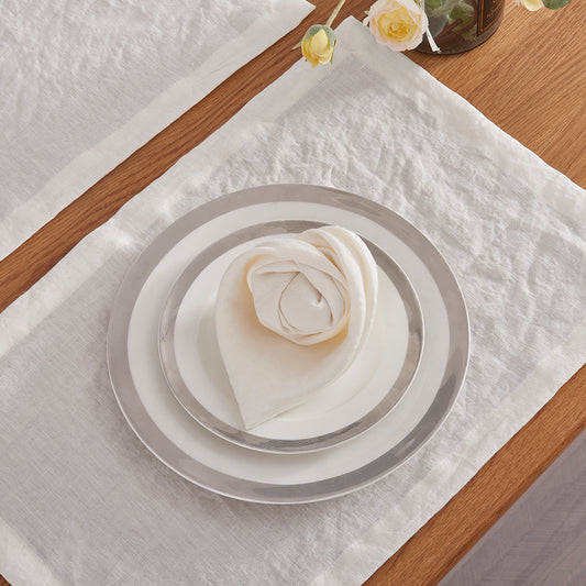 Ivory Linen Napkin Folded on Plate