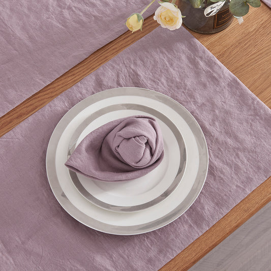 Lilac Linen Napkin Folded on Plate