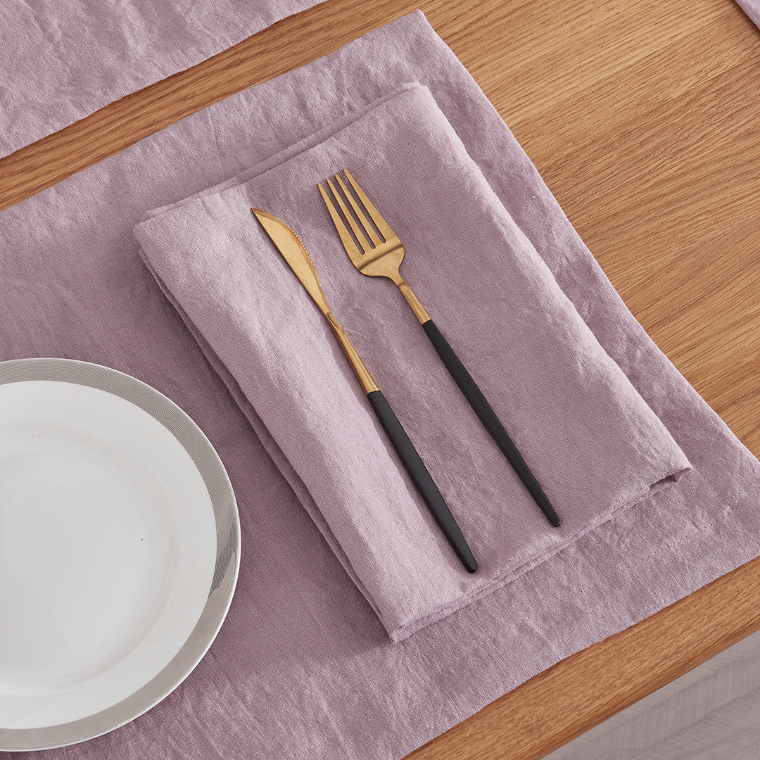 Lilac Linen Napkin with Cutlery