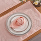 100% linen peach table napkin set on dinner plate