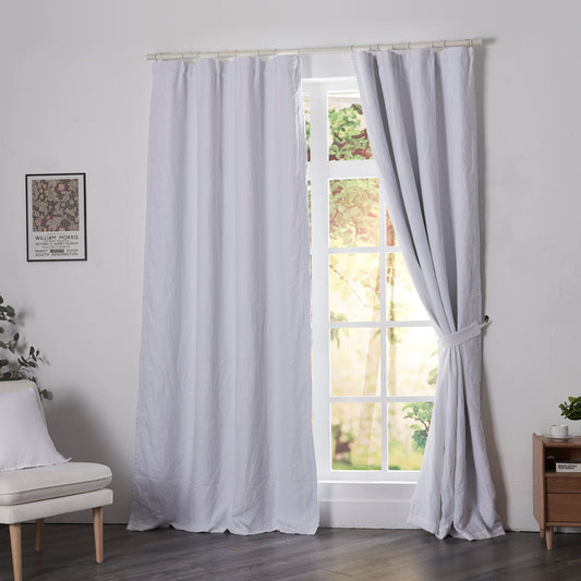 Made-to-measure Linen Curtain with Blackout Lining in White