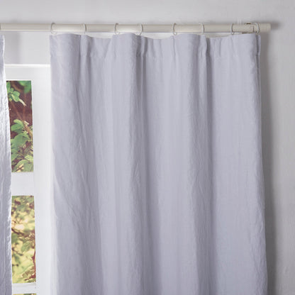 Optic White Linen Blackout Curtain Hung with Rings