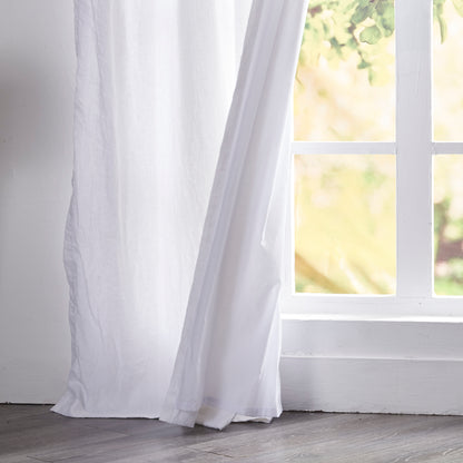 Cotton Lined White Linen Curtain 