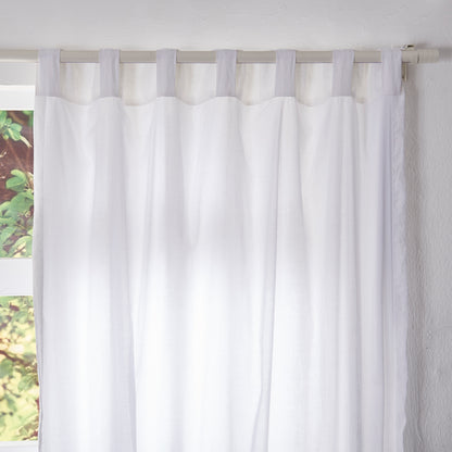 Tab Top Detail of White Linen Curtain