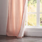 Close-up of 100% linen peach curtain hems with cotton lining